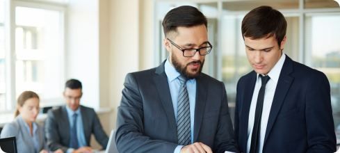 Two businessmen discussing