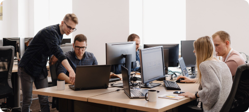 Team of developers working together