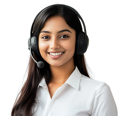 Smiling counsellor with headset